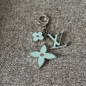 Louis Vuitton Keychain with Light Blue and Silver